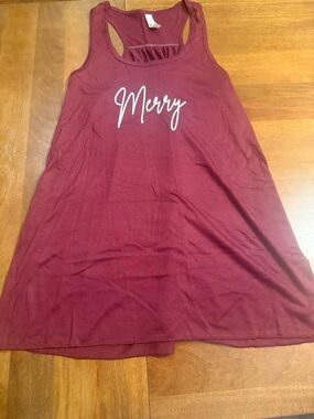 Merry Graphic Racerback Tank  Flowy and pretty - Burgundy